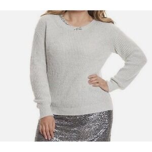Lane Bryant Metallic Embellished‎ Gray Crewneck Dressy Sweater Plus Size 26/28